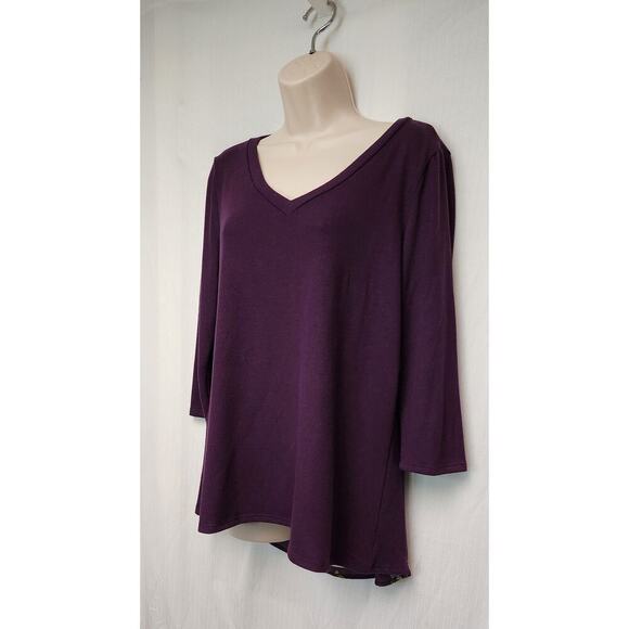 LE LIS COLLECTION 3/4 Sleeve Floral Loose Fit Tunic Blouse Multi- Burgundy XL - Picture 2 of 7